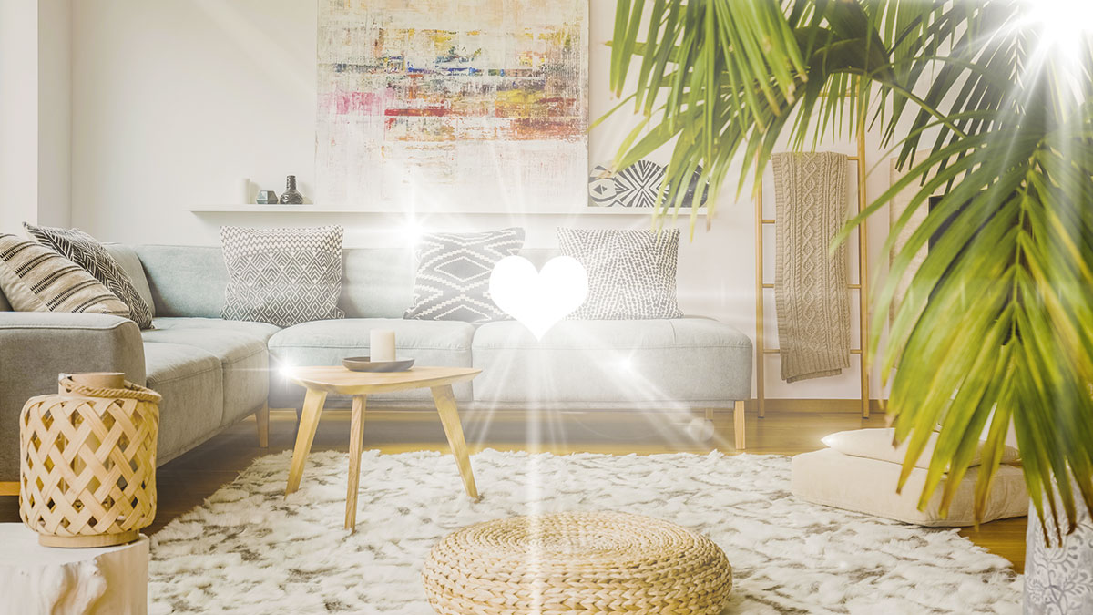 living room with heart